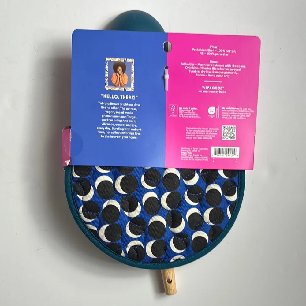 Tabitha Brown LIMITED EDITION Teal Spoon and Polka Dot Pot Holder Set